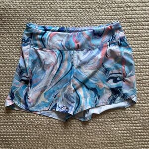 Athleta Girl Record Breaker 3” Shorts Size L/12 Marble Print Built-In Liner